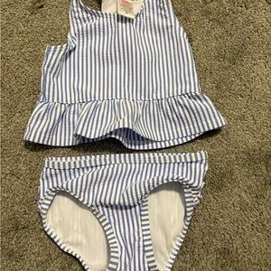 Ruffle Butts Blue and White Striped Swimwear